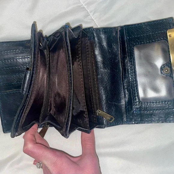 Patricia Nash Black Leather Satchel with Floral Embroidery and Matching Wallet - Picture 11 of 14